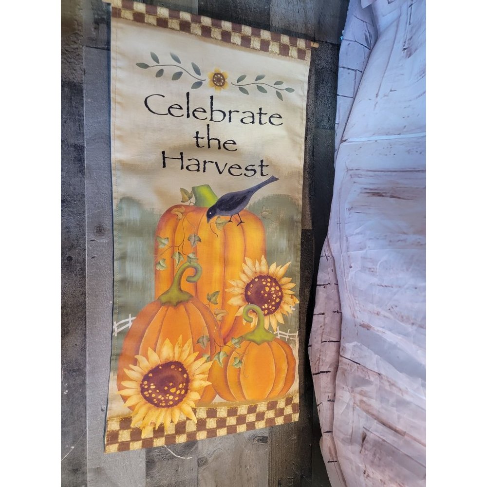 Celebrate the harvest pumpkin sunflower‎ crow fall banner flag decor